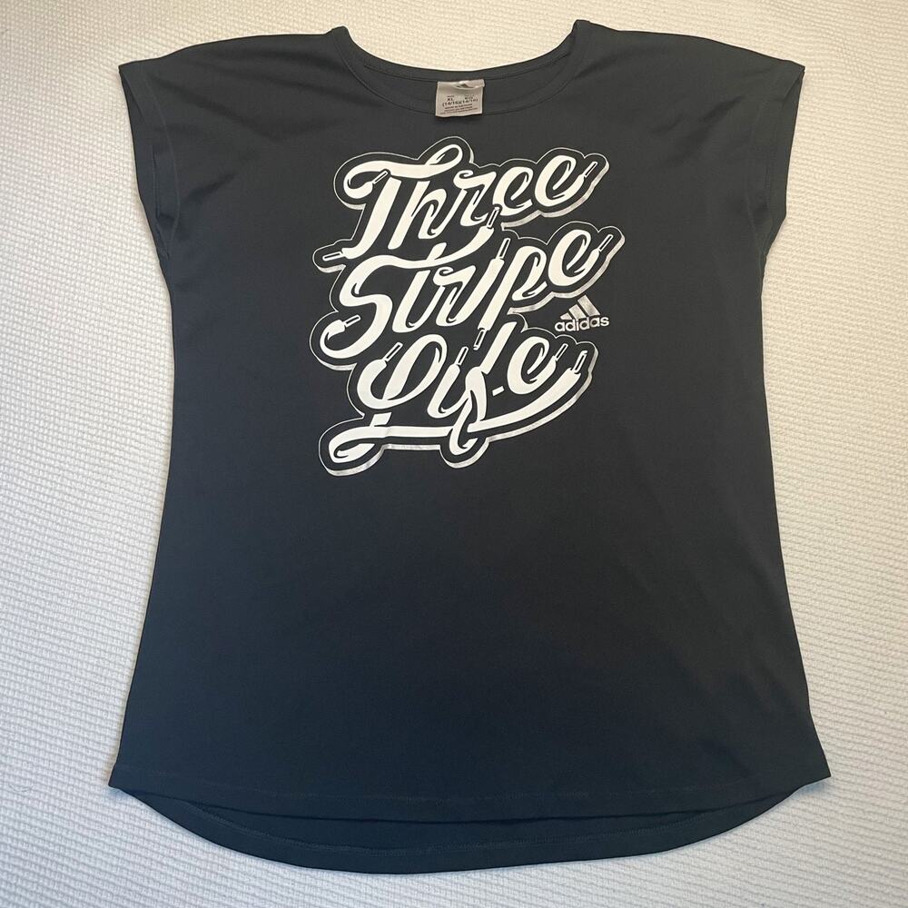 Adidas Three Stripe Life dri fit Tee in Black